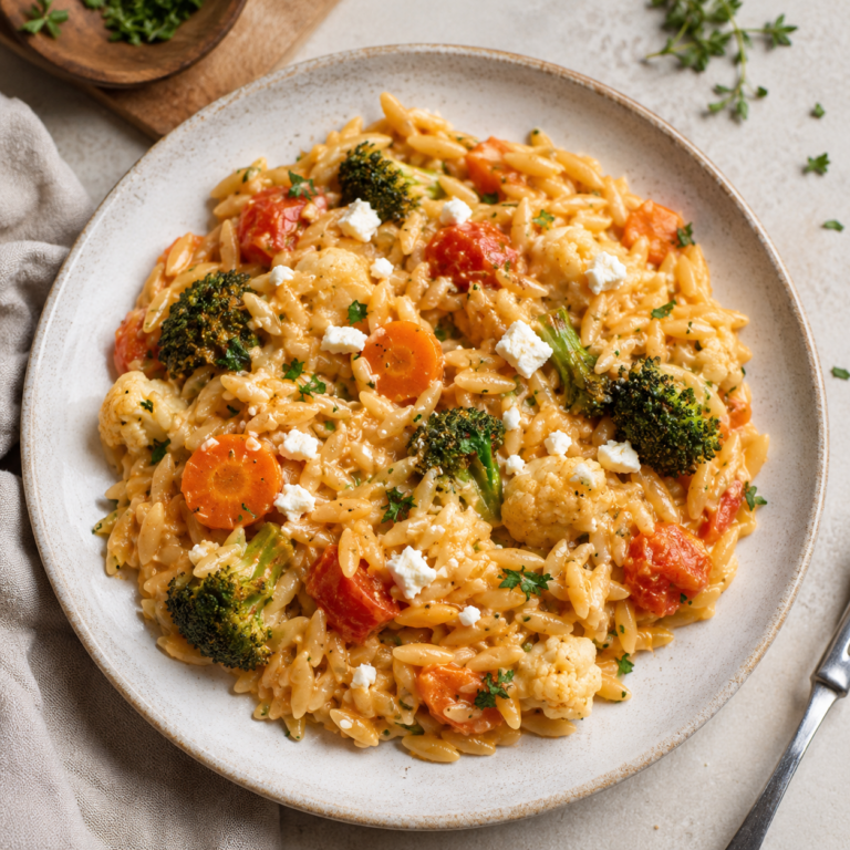 Vegetarische One Pot Orzo Pfanne